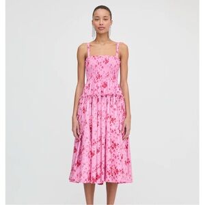 The Seraphina Midi Nap Dress in Pink Sweet Peas
